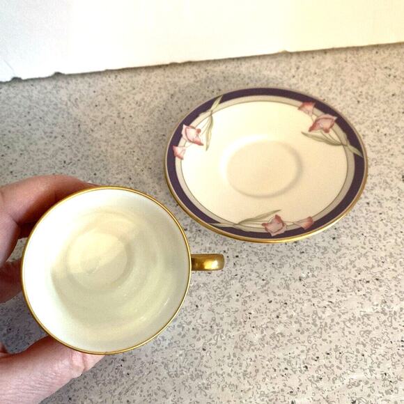 Vintage Gorham Porcelain Tea Cup & Saucer Set Demi - Picture 4 of 7